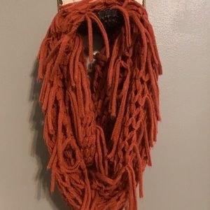 Orange fringe scarf